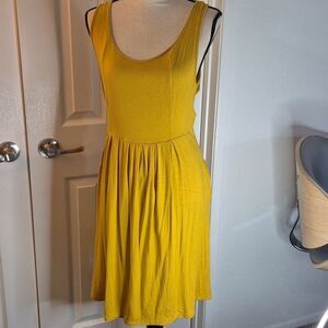 ♡♡♡ Simple Mustard Goldenrod Yellow Tank Dress w Pockets sz 1X